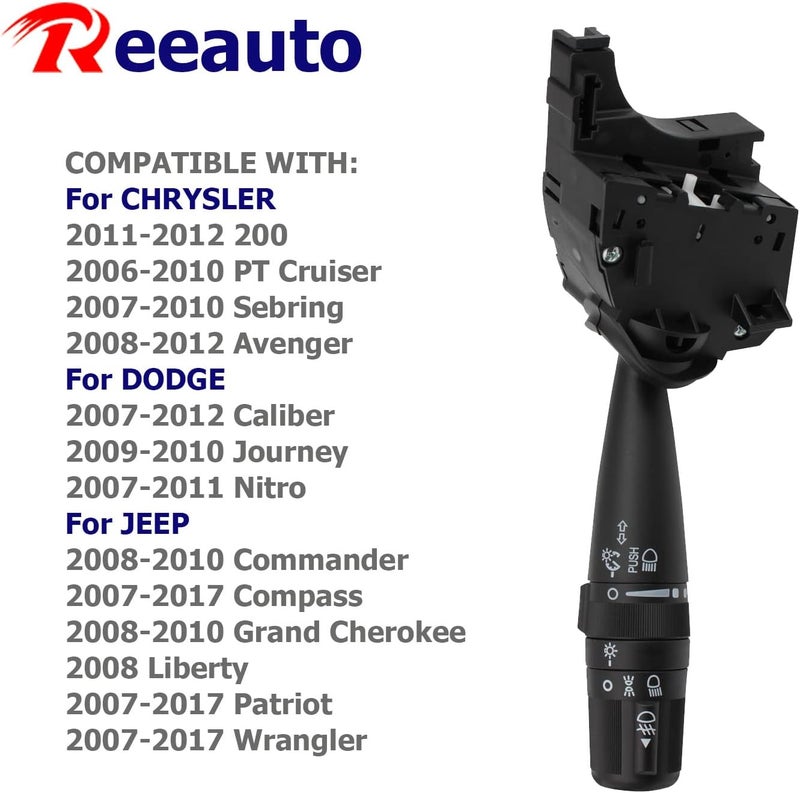 Reeauto Multi-Function Fog Control, Turn Signal, Headlight Dimmer Switch Compatible with Jeep JK MK KK XK WK- Replaces# 1S7764, CBS1703 - Image 2